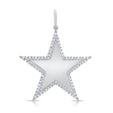 14K Yellow Gold Diamond Border Large Polished Star Pendant-Charms & Pendants-aaron jewelry-WHITE GOLD-