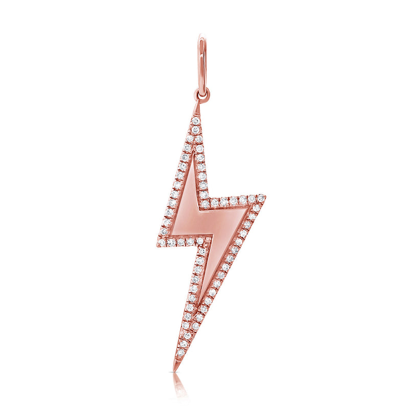 14K Rose Gold Diamond Lightning Bolt Pendant