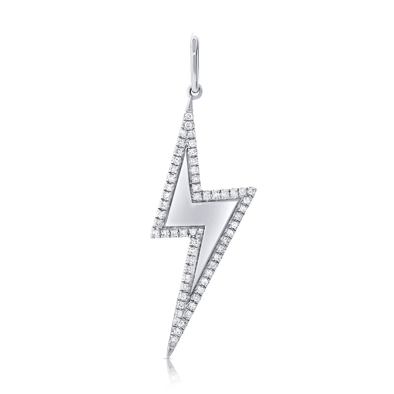 14K Rose Gold Diamond Lightning Bolt Pendant-Charms & Pendants-Maurice's Jewelers-WHITE GOLD-