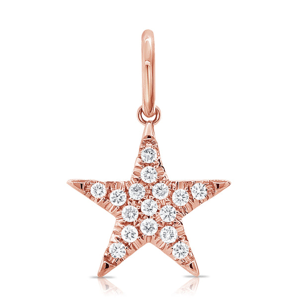 14K Rose Gold Diamond Star Pendant