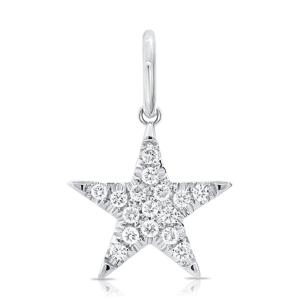 14K White Gold Diamond Star Pendant-Necklaces-aaron jewelry-