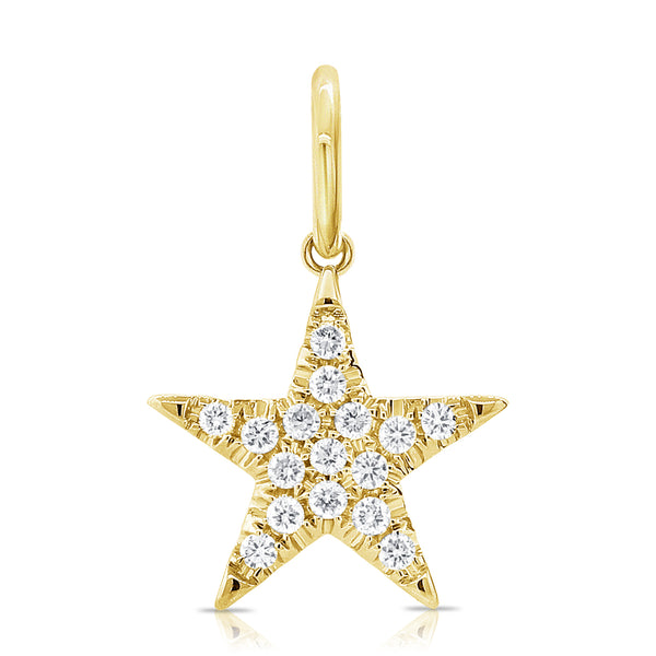 14K Yellow Gold Diamond Star Pendant-Necklaces-aaron jewelry-