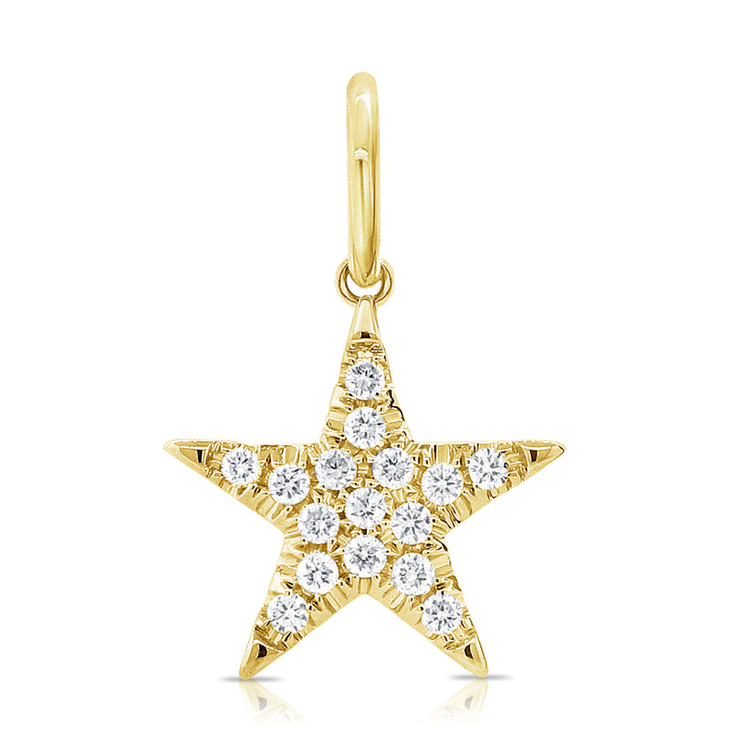 14K Yellow Gold Diamond Star Pendant-Necklaces-aaron jewelry-