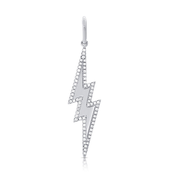 14K White Gold Diamond Lightning Bolt Charm-Charms & Pendants-Maurice's Jewelers-WHITE GOLD-