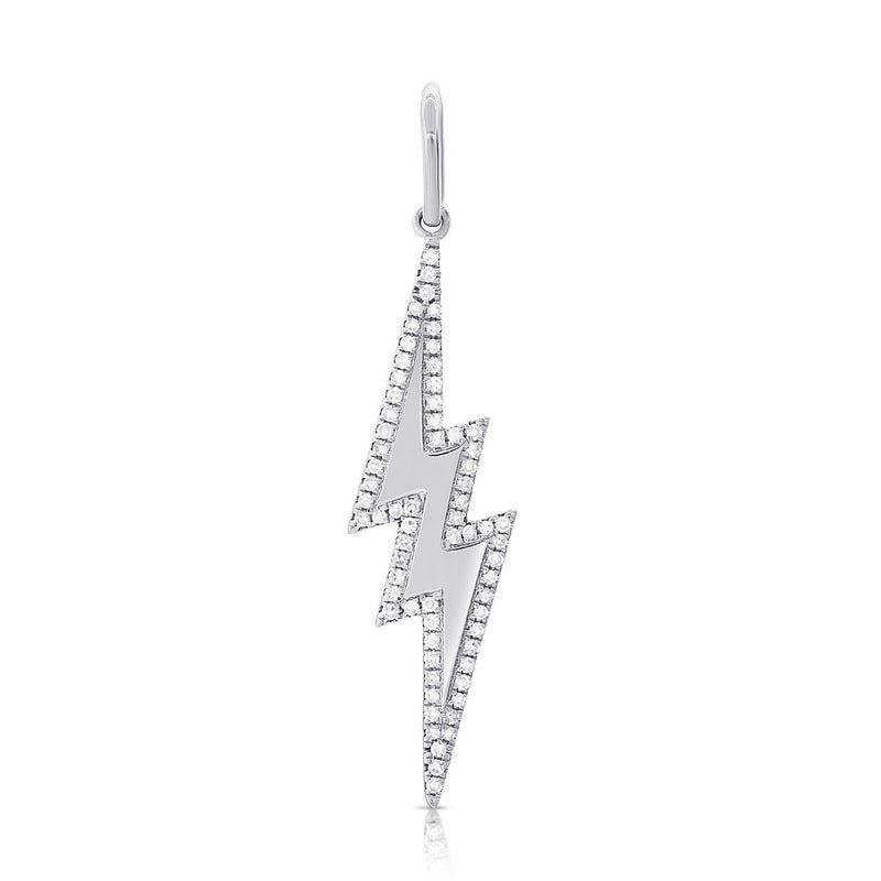 14K White Gold Diamond Lightning Bolt Charm-Charms & Pendants-Maurice's Jewelers-WHITE GOLD-