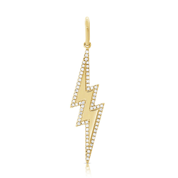 14K Yellow Gold Diamond Lightning Bolt Charm