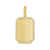 14K Yellow Gold Diamond Border Polished Charm Pendant-Engraveable-Necklaces-aaron jewelry-Yellow Gold-