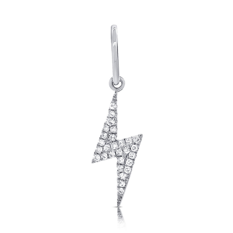 14K White Gold Diamond Lightning Bolt Charm-EARRINGS-Maurice's Jewelers-WHITE GOLD-
