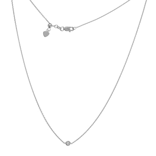 14K White Diamond Bezel Set Adjustable Choker Necklace-Necklaces-Maurice's Jewelers-WHITE GOLD-