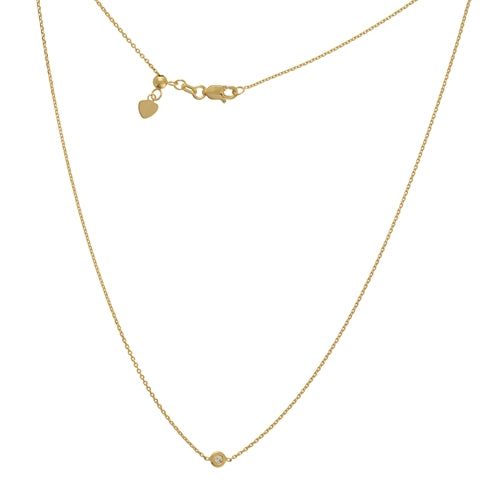 14K White Diamond Bezel Set Adjustable Choker Necklace-Necklaces-Maurice's Jewelers-YELLOW GOLD-