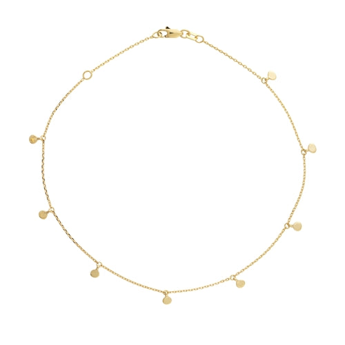 14K Yellow Gold Disc Station Anklet