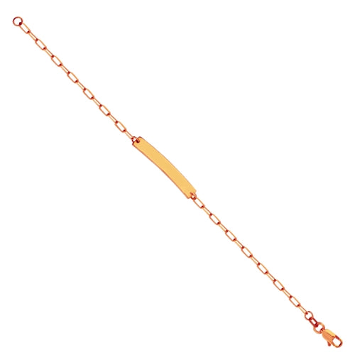 14K Rose Gold ID Bracelet- Paperclip link Bracelet