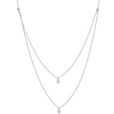 14K Rose Gold Diamond Bezel Double Strand Necklace-Necklaces-Maurice's Jewelers-WHITE GOLD-