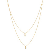 14K Yellow Gold Diamond Bezel Double Strand Necklace-Necklaces-Maurice's Jewelers-YELLOW GOLD-