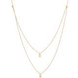 14K Yellow Gold Diamond Bezel Double Strand Necklace