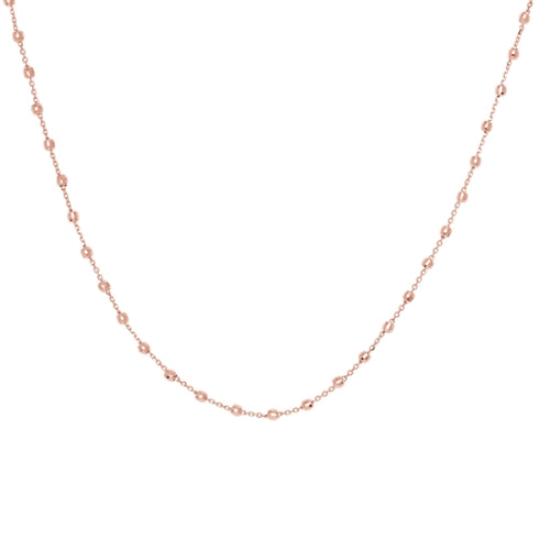 14K White Gold Diamond Cut Bead Station Choker-Necklaces-Maurice's Jewelers-ROSE GOLD-