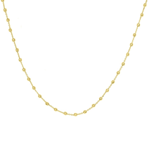 14K Yellow Gold Diamond Cut Bead Station Choker