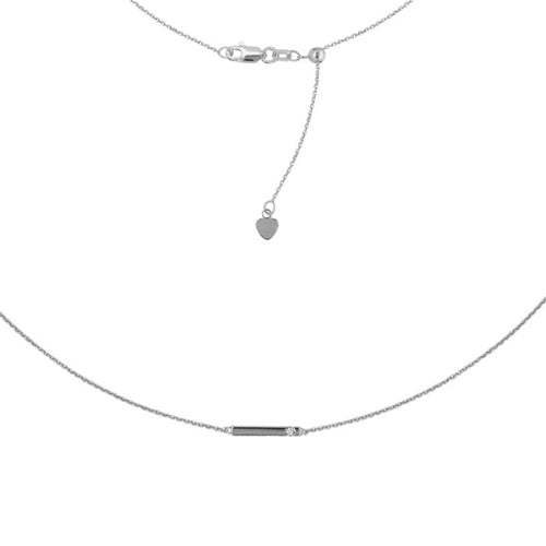 14K White Diamond mini Bar Adjustable Choker Necklace