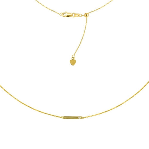 14K Yellow Diamond mini Bar Adjustable Choker Necklace