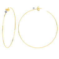 Yellow 14K Diamond Bezel 50mm Open Hoop Earring