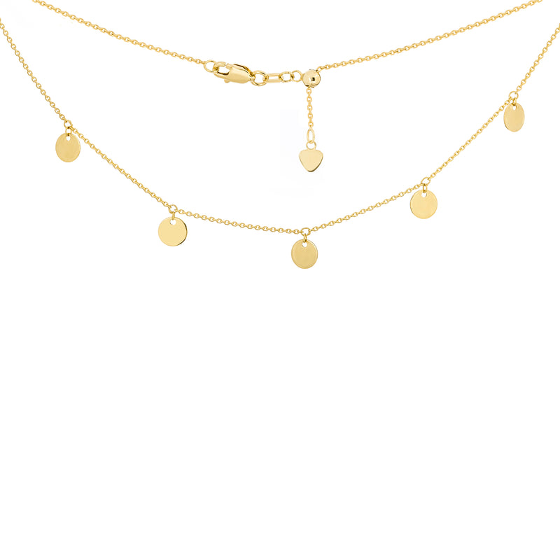 14K Gold Discs Choker Necklace 14K Yellow Gold