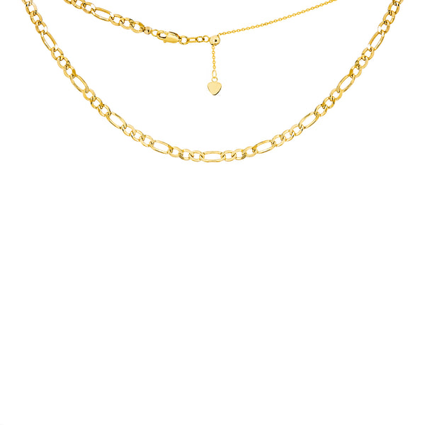 14K Yellow Gold Adjustable Figaro Choker Necklace-Necklaces-Maurice's Jewelers-
