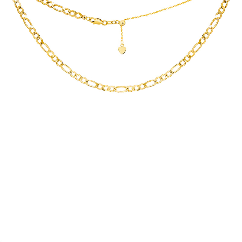 14K Yellow Gold Adjustable Figaro Choker Necklace-Necklaces-Maurice's Jewelers-