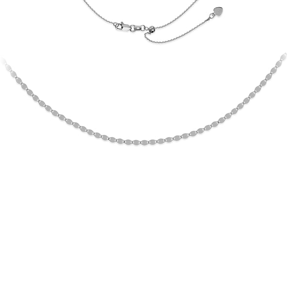 14K White Valentine Link Adjustable Choker-Necklaces-Maurice's Jewelers-