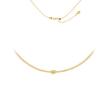 14K Yellow Gold Curb Link Choker with Gold Diamond Nugget-Necklaces-Maurice's Jewelers-