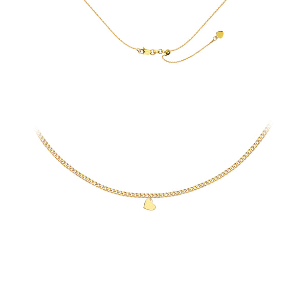 14K Yellow Gold Heart Adjustable Curb Link Choker-Necklaces-Maurice's Jewelers-