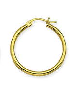 14K Yellow Gold Polished 2mm Hoop Earrings