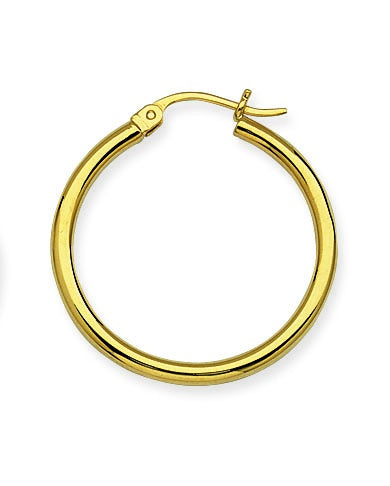 14K Yellow Gold Polished 2mm Hoop Earrings