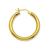 14K Yellow Gold Round Tube Polished 3mm Hoop Earrings-earrings-Maurice's Jewelers-25mm-