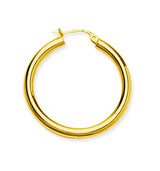 14K Yellow Gold Round Tube Polished 3mm Hoop Earrings-earrings-Maurice's Jewelers-30mm-