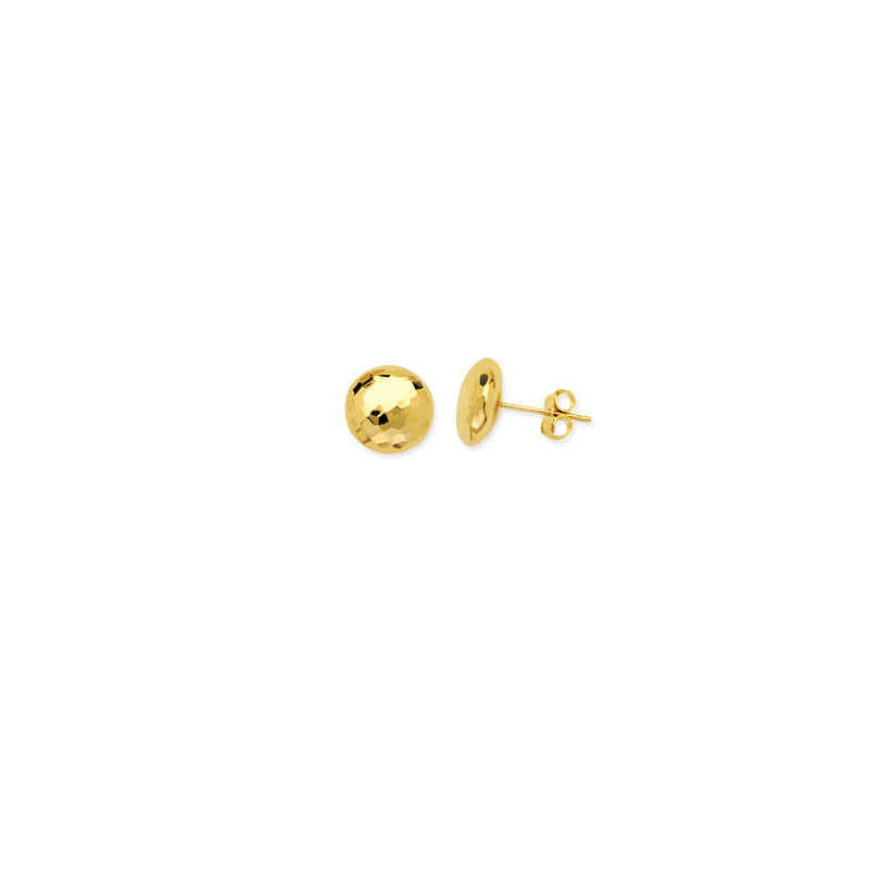14K Yellow Gold Mirror Finish Button Earrings-EARRINGS-Maurice's Jewelers-