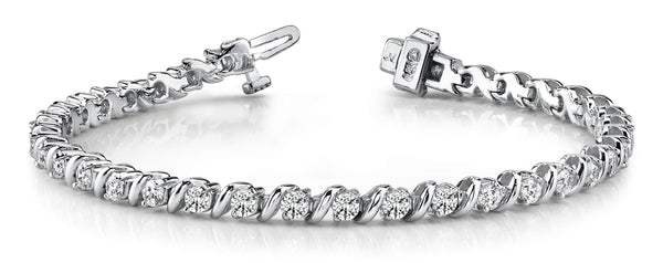 14K Yellow Gold Diamond Tennis Bracelet-Tennis Bracelet-VIMCO DIAMOND CORP-WHITE GOLD-