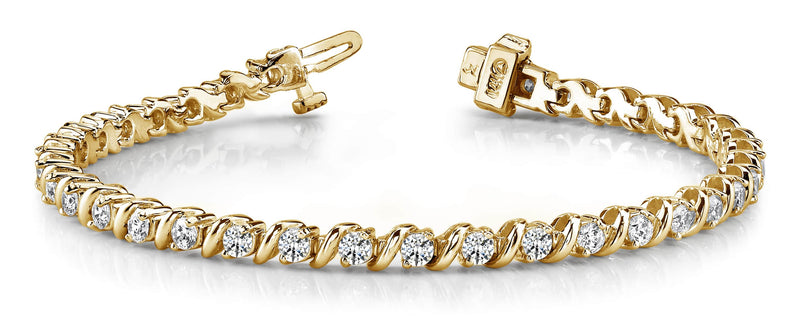 14K Yellow Gold Diamond Tennis Bracelet-Tennis Bracelet-VIMCO DIAMOND CORP-YELLOW GOLD-