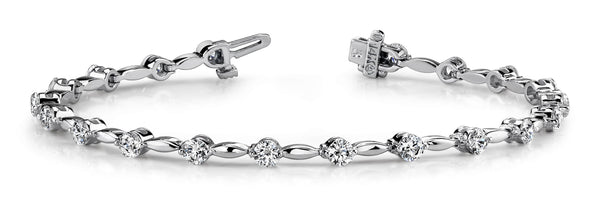 14K White Gold Diamond & Bar Tennis Bracelet-Bracelets-VIMCO DIAMOND CORP-WHITE GOLD-