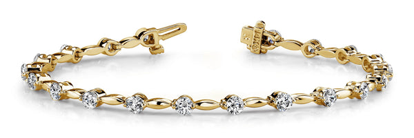 14K White Gold Diamond & Bar Tennis Bracelet-Bracelets-VIMCO DIAMOND CORP-YELLOW GOLD-