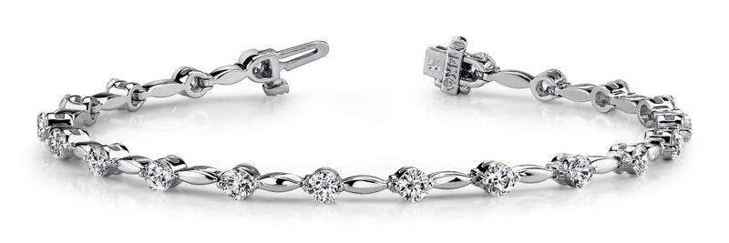 14K Yellow Gold Diamond & Bar Tennis Bracelet-Bracelets-VIMCO DIAMOND CORP-WHITE GOLD-