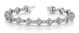 14K White Gold Diamond Square Link Bracelet-Tennis Bracelet-VIMCO DIAMOND CORP-WHITE GOLD-