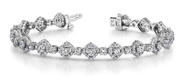 14K Yellow Gold Diamond Square Link Bracelet-Tennis Bracelet-VIMCO DIAMOND CORP-WHITE GOLD-