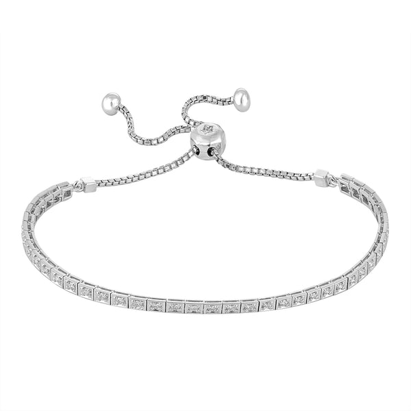 14K White Gold Diamond Square Link Tennis Bracelet-Tennis Bracelet-VIMCO DIAMOND CORP-WHITE GOLD-