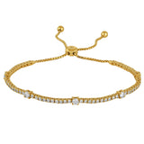 14K White Gold Diamond Station Bolo Bracelet-Tennis Bracelet-VIMCO DIAMOND CORP-YELLOW GOLD-