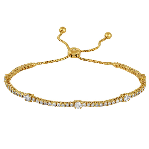 14K Yellow Gold Diamond Station Bolo Bracelet