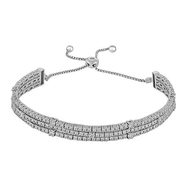 14K Yellow Gold Diamond Bolo Bracelet-Bracelets-VIMCO DIAMOND CORP-WHITE GOLD-