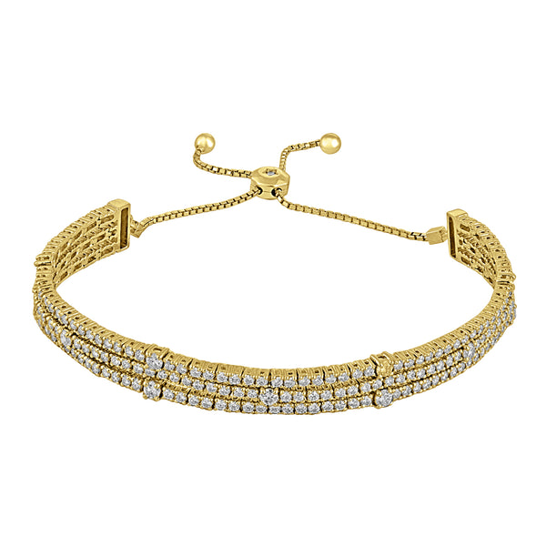 14K Yellow Gold Diamond Bolo Bracelet-Bracelets-VIMCO DIAMOND CORP-YELLOW GOLD-
