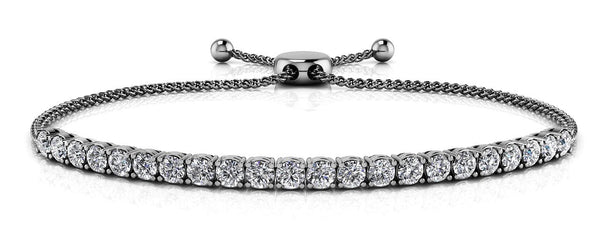 14K White Gold Diamond Bolo Bracelet-Tennis Bracelet-VIMCO DIAMOND CORP-WHITE GOLD-