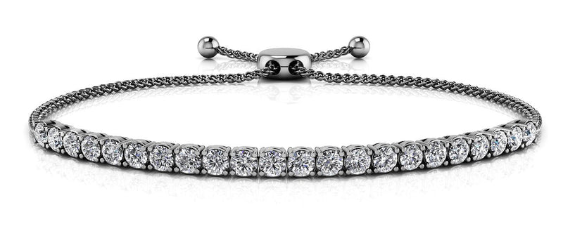 14K White Gold Diamond Bolo Bracelet-Tennis Bracelet-VIMCO DIAMOND CORP-WHITE GOLD-