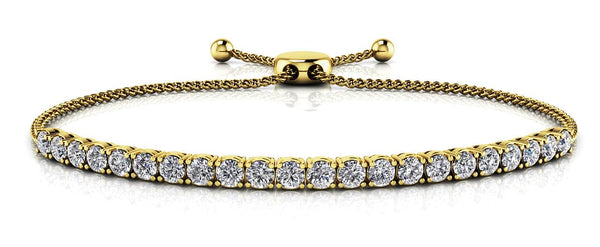 14K White Gold Diamond Bolo Bracelet-Tennis Bracelet-VIMCO DIAMOND CORP-YELLOW GOLD-